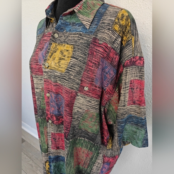 Multicolor Patchwork Button-Up Shirt - Picture 2 of 3